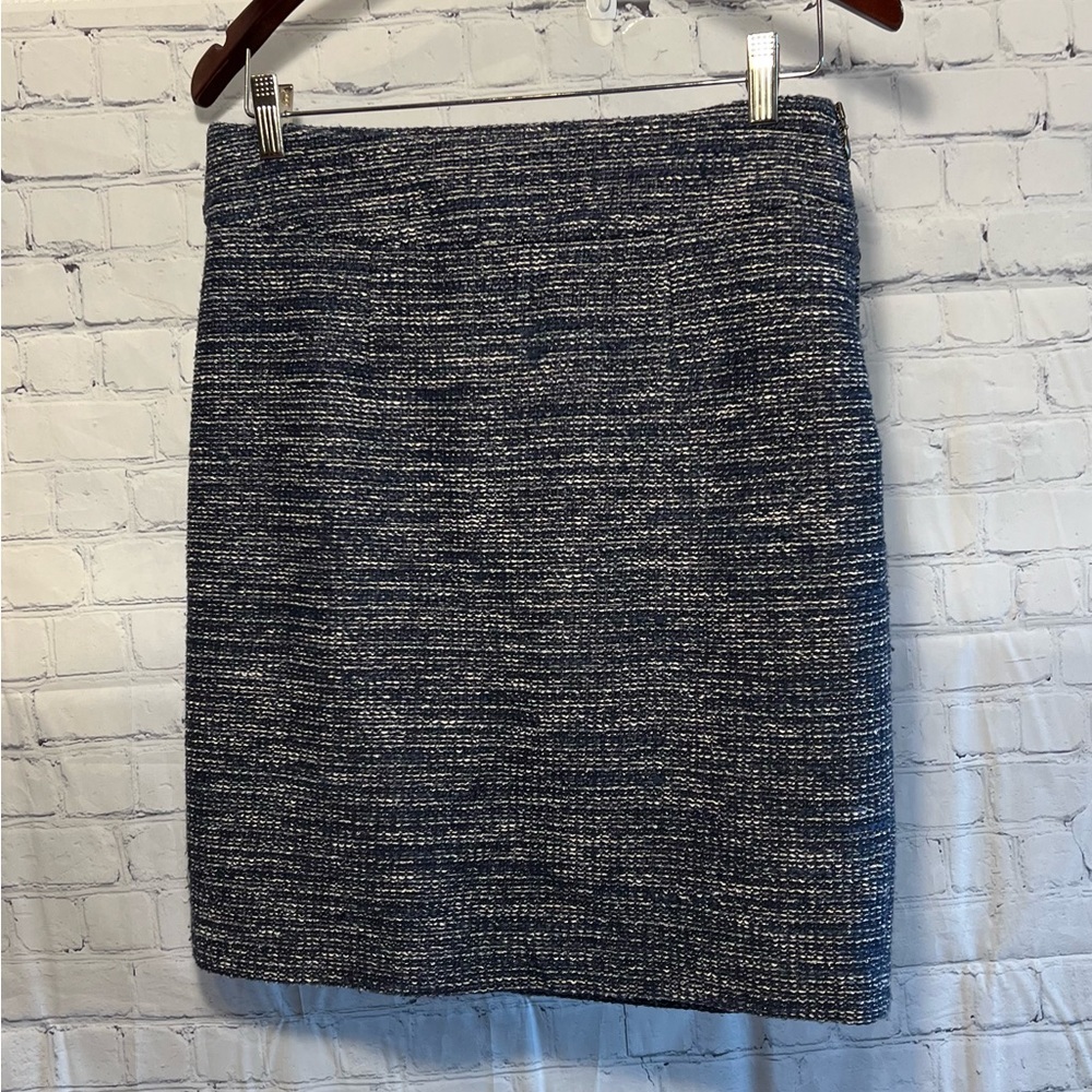 Banana Republic Skirt Black Metallic Boucle Tweed Pencil Size 6 Lined